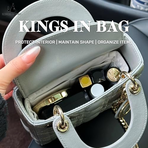 Image of Purse Organizer Insert for Lady Dior Small Bags, Satin Luxury Bag Insert, Lightweight & Portable Purse Shaper with Pockets, Ideal for Travel, Shopping, and Daily Use(Beton, Lady Small)