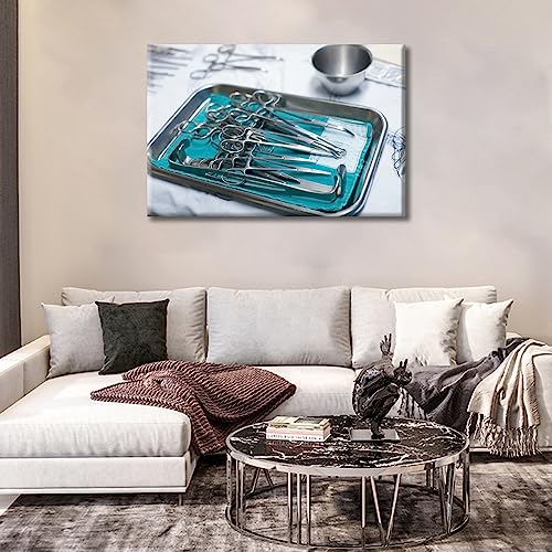 Image of Medical Instrument Canvas Wall Art 1 Pieces Clinical Laboratory Wall Art Medical Art Prints Wall Decor Living Room Giclee Wooden Framed Gallery-Wrapped Ready to Hang, 24 inch Wx36 H