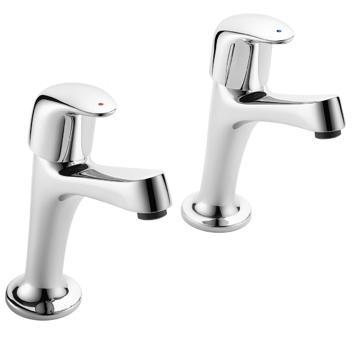 Xcel Home Silver Haze Chrome High Neck Pillar Kitchen Tap | Hot & Cold | Pair