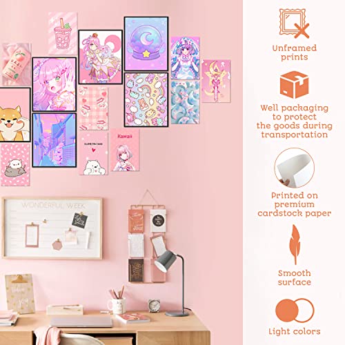 97 Decor Kawaii Room Decor Aesthetic Japanese - Kawaii Poster - Kawaii Decor For Bedroom, Cute Anime Room Decor Aesthetic Collage, Anime Kawaii Wall Decor, Pink Kawaii Stuff For Room (8X10 Unframed) #TOP3