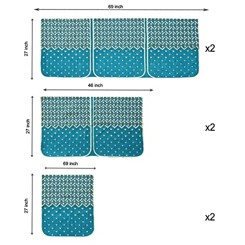 Image of Premium 5 Seater Printed Sofa Cover Set 3,1,1 Seater 10 Pieces Sofa Back Slip Panels, Protector for Single Seater (Sky Blue, L Shape)