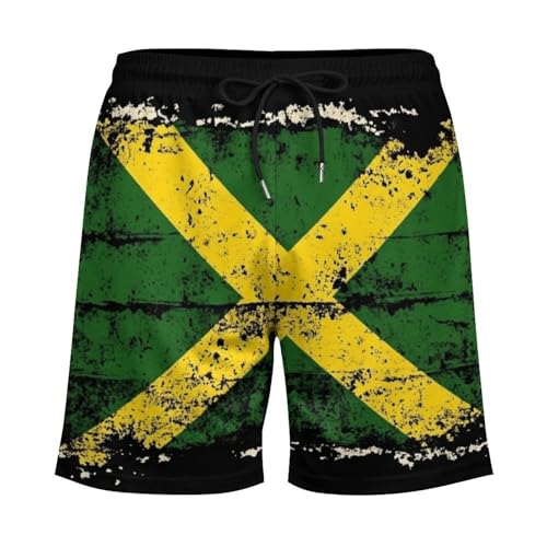 Vintage Jamaican Flag Mens Swim Trunks Quick Dry Beach Shorts with Compression Liner and Pocket4