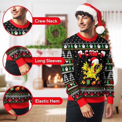 Image of 99TIMORO Funny Ugly Christmas Sweater for Men and Women, Holiday Pullover 2025, Novelty Crewneck Sweatshirt, Festive Gift
