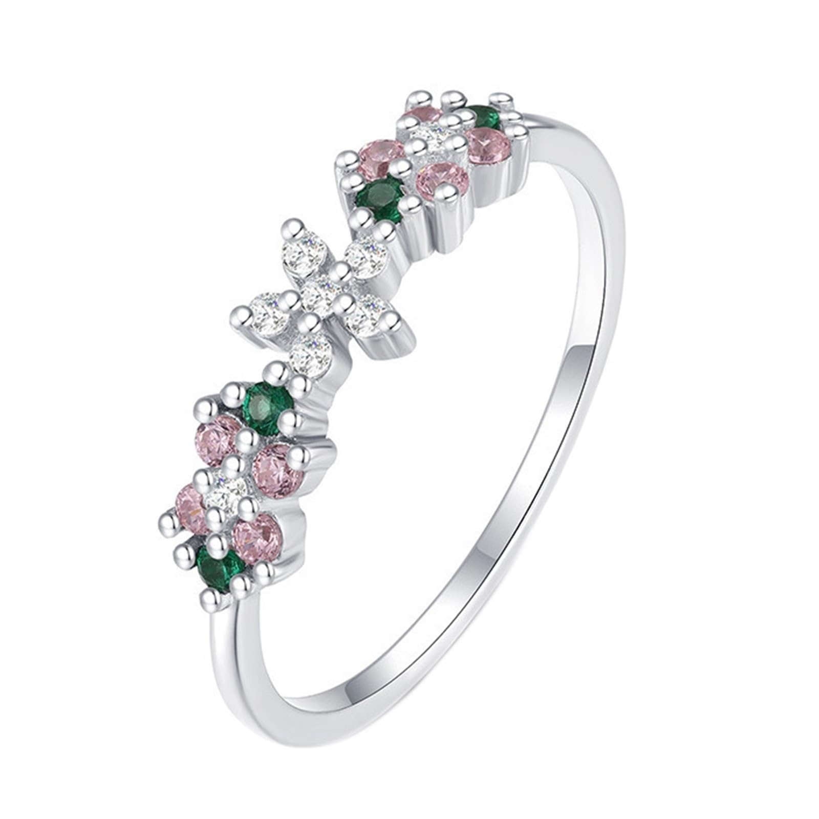 Anillos de boda para mujer, anillo de compromiso de oro blanco de 9/14/18 quilates con piedra preciosa redonda