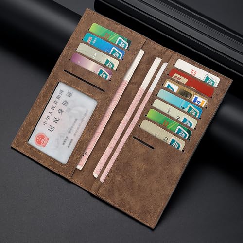 Men's PU Leather Long Wallet, Bifold Classic Vintage Wallet with RFID Multiple Card Slots Holder Wallet For Men2