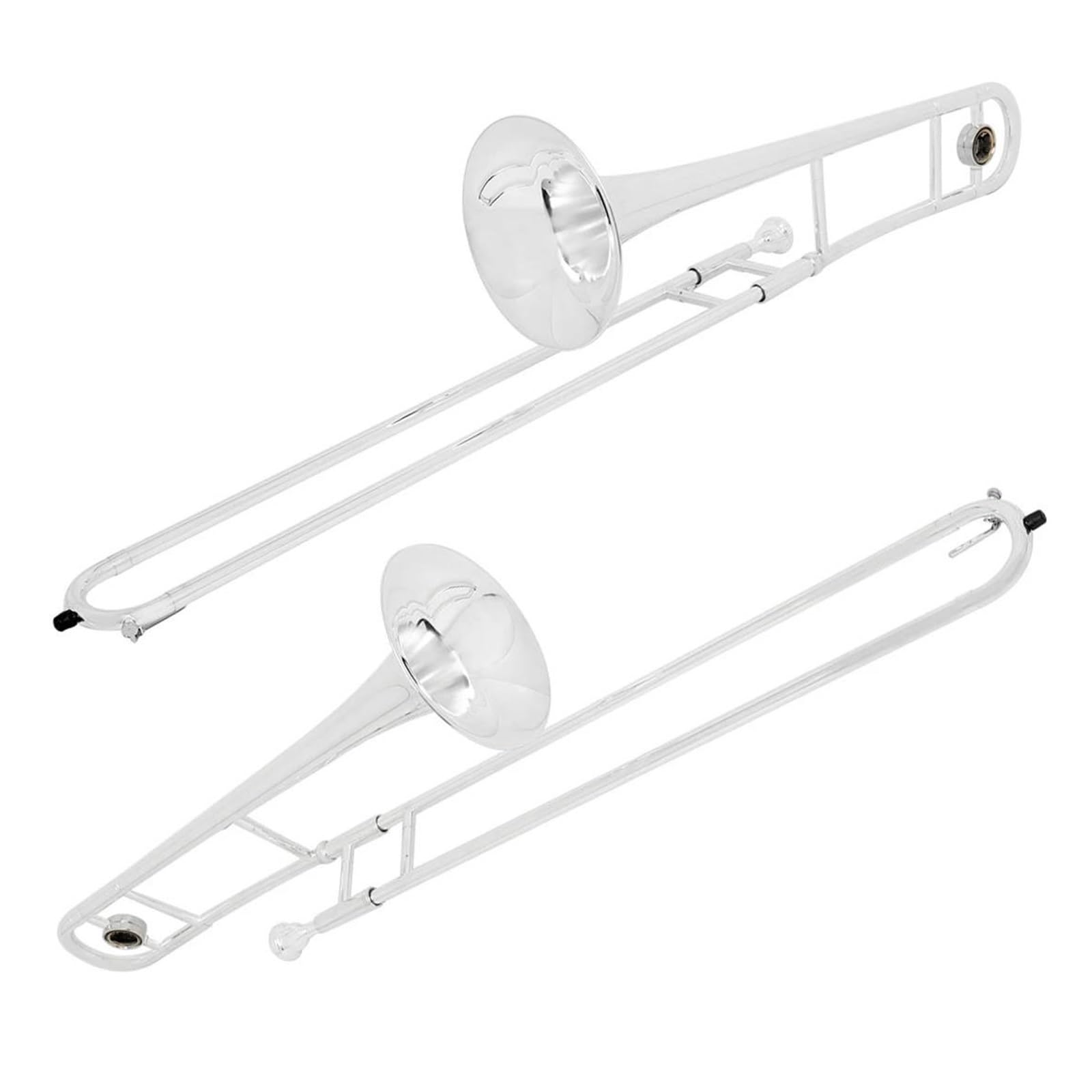 Trombón De Varas Alto En Si Bemol Para Principiantes Instrumento Chapado En Latón Con Juego De Guantes Trombón(Silver)