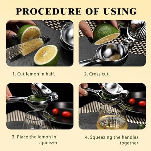 Presse-citron manuel en 2 parties - Presse-agrumes manuel en acier inoxydable et plastique - Presse-fruits avec râpe – Image 5