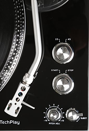 TechPlay TCP4530 Analog Turntable with Built-in Phono Pre-Amplifier, by-Pass Selecter, Auto-Return, Aluminum Platter and Direct PC Link, with Audio-Technica's AT95E Cartridge (Piano Black)