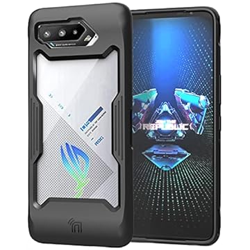 Nakedcellphone Showcase Series compatível com ASUS ROG Phone 5 / ROG 5 Pro/ROG 5 Ultimate Case, capa híbrida de borracha TPU resistente preta fosca com painel de visão transparente