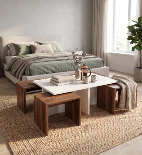 Image of Spyder Home Decore Nesting Coffee Table, Walnut & White