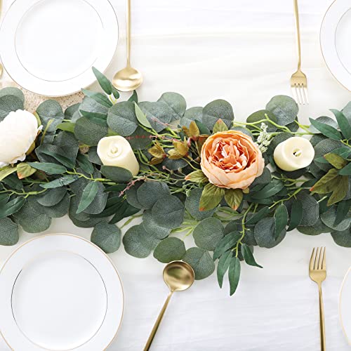 Joyhalo 5 Pack Artificial Eucalyptus Garland With Willow Leaves Fake Hanging Greenery Vines For Wedding Table Runner Doorways Indoor Outdoor Decoration #TOP1