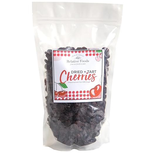 Relative Foods Dried Tart Cherries – Sweetened Montmorency Cherries from Michigan, 2 lb Bag - Grown in USA - Gourmet Snack, Baking, Trail Mix - Not Unsweetened or Organic