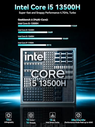 Image of GMKtec M3Pro Mini PC Intel Core i5-13500H 16GB DDR4 512GB NVMe SSD | i226V LAN 2.5G Intel Iris Xe Triple 4K Display, WiFi 6, BT5.2, USB-C 4.0 Metal Desktop Mini Gaming PC