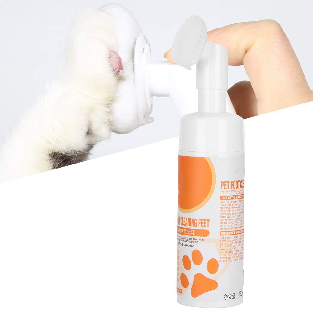 Pet Foot No Wash Foam, Dog Foot Cleaning Foam Cleaner Waterless Pet Claw Care Foam with Silicone Brush Scrubber Foot Care Supplies for Dogs Cats General 3