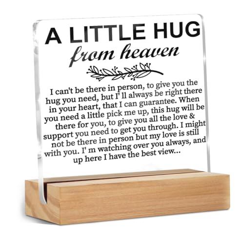 Memorial Gifts Acrylic Sign, a Little Hug from Heaven Remembrance Condolence for Loss of Loved One,...