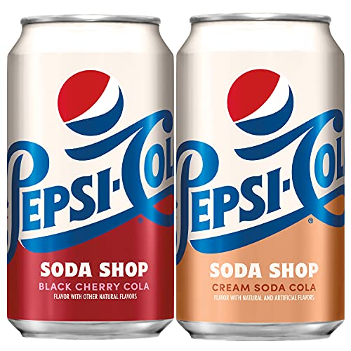 Pespi-Cola Soda Shop, Cream Cola & Black Cherry Cola Variety Pack, 12oz Cans (18 Pack)
