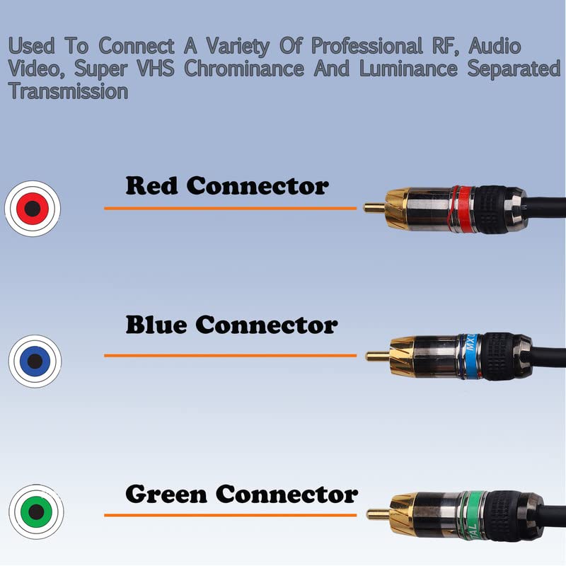 Image of MX RCA Cable 2RCA Male to 2RCA Stereo Audio Cable Gold Plated Adapter Dual Shielded for Home Theater Amplifier Hi-Fi System Car Sound Speaker PARENT (3 RCA To 3 RCA, 5M)