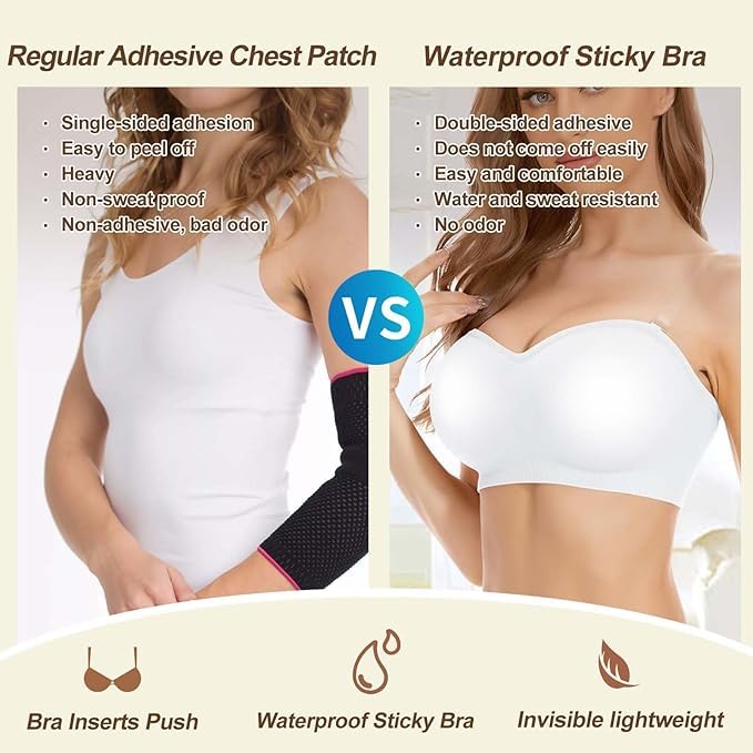 Snovvy Sticky Bra Inserts,Double-Sided Sticky Bra Inserts,Bra Pads for Push Up Lift,Swimwear Sports Bras Bikini Pad2