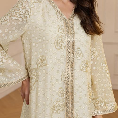 Robe longue brodée à ouverture devant pour un ajustement parfait en soirée - 6