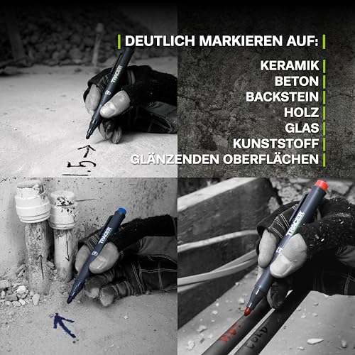 Tracer Verstopfungsfrei Baumarkierungsset. 3 x Markierungsstifte mit Halteclippen. Markierstift – Schwarz, Rot und Blau