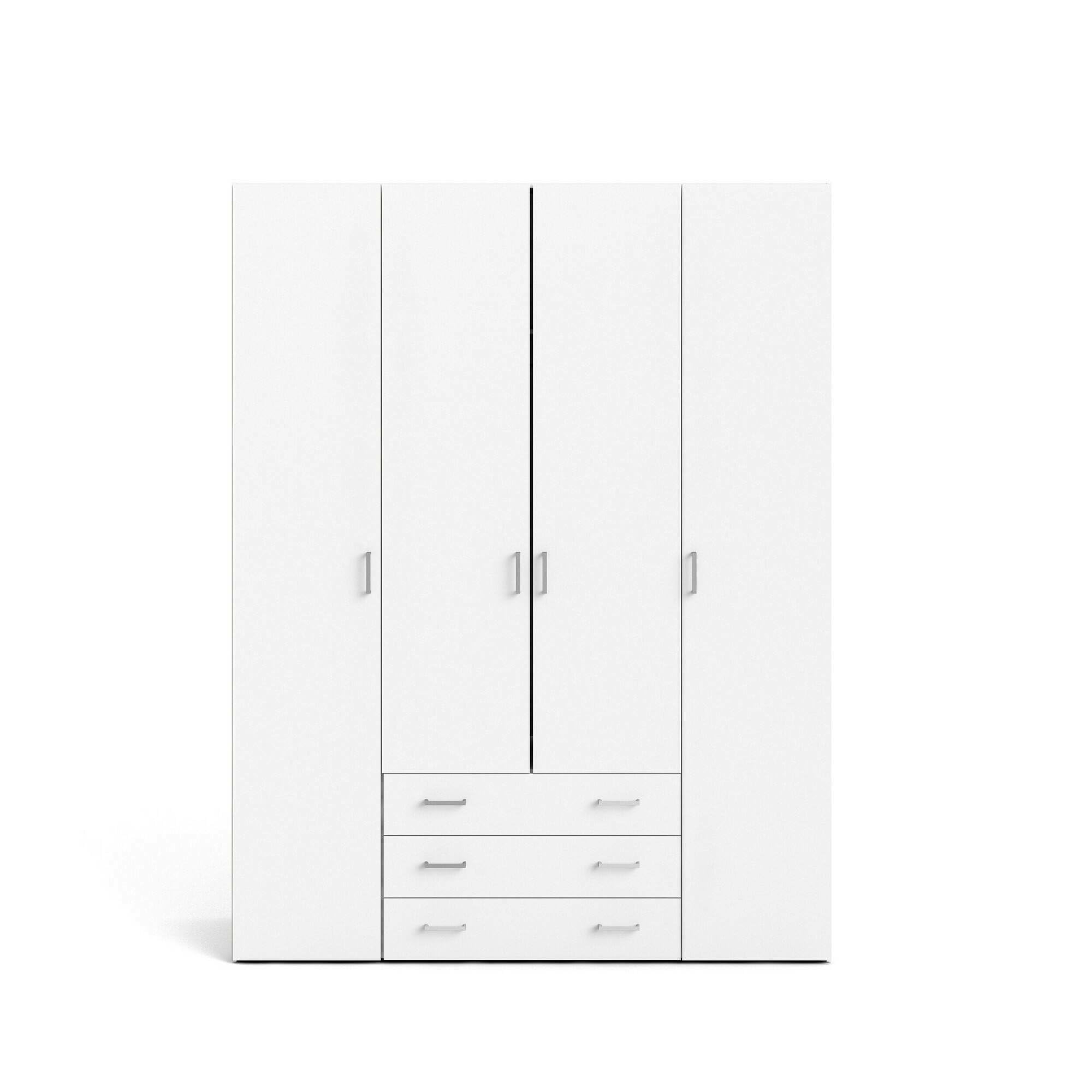 Dmora - Guardaroba grande Francine, Mobile camera da letto, Cabina armadio portabiti, Armadio appendiabiti, 154x50 h200 cm, Bianco