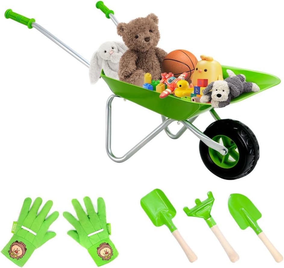 Hortem Schubkarre Set - 5 Stücke Metallkonstruktion mit Radlauf und...