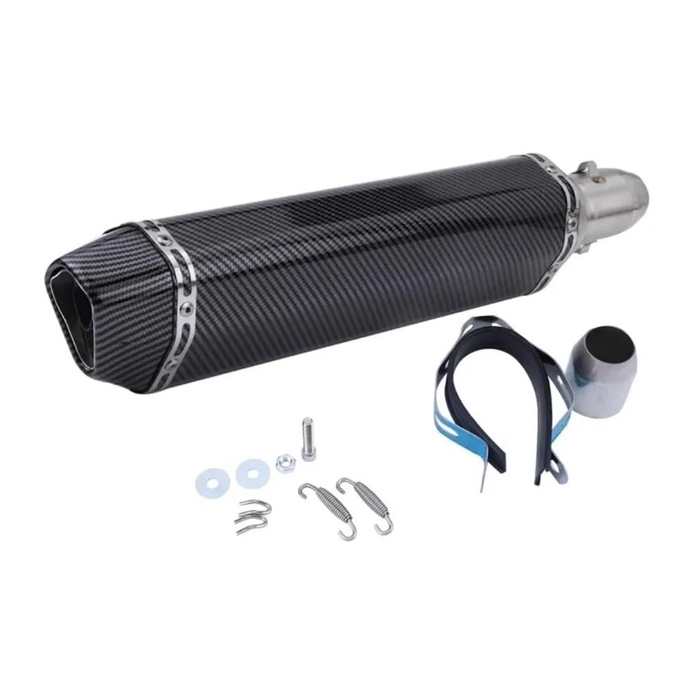 Uniwersalny tłumik wydechowy motocykla 470 mm, aluminiowa rura ucieczkowa Moto pasuje do większości rowerów 125-1000 cm3(Type F with sticker)