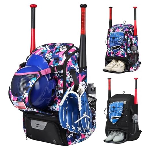 Softball Bag,Softball Bat Bag For Youth Adults,Baseball Bag with Fence Hook for TBall Bat & Equipment,Lightweight Baseball Bat Backpack with Shoe Compartment,Large Main Compartment for Helmet Pink