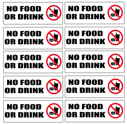 Stickers No Food or Drink Allowed étanches en vinyle résistant pour vitres de bureau et comptoir