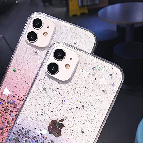 Coque iPhone 12 Pro paillettes violette transparente dégradée souple arc-en-ciel - 3