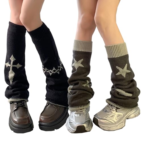 Image of XEPST 2 Pair of Lolita Leg Warmers - Harajuku Kawaii Leg Cover Socks - Gothic Winter Ankle Socks for Women Girls