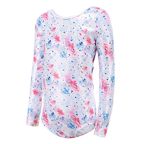 Girls Leotards for Gymnastics Ballet Dance Starry Sky Metallic Long Sleeve Leotards Unitards Bodysuit Dancewear Size 10