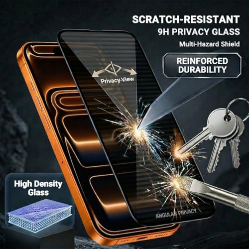 Image of Privacy Tempered Glass for iPhone 17 Pro (6.3 Inch) | Anti-Spy 28 Viewing Angle, 9H Hardness | 120Hz Compatible, Shatterproof & Case-Friendly