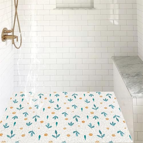 Surwin Alfombra Ducha Antideslizante, Alfombra Baño Lufa PVC Alfombrillas Ducha/Bañera Secado Rápido Lavable con Orificio de Drenaje (Mandarina,60x80cm)