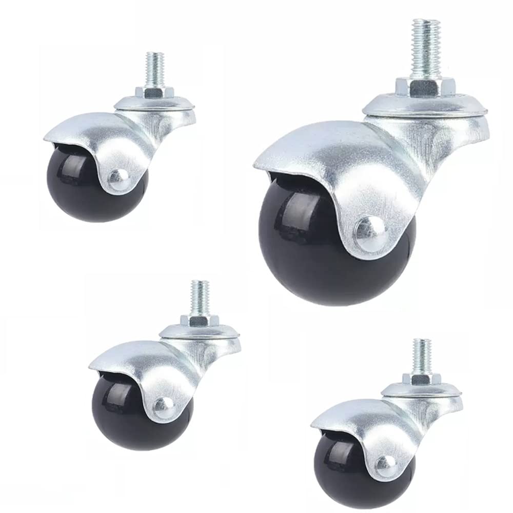 Roulettes pivotantes à billes M8 M10 lot de 4 roues 5cm en nylon pour meuble et canapé