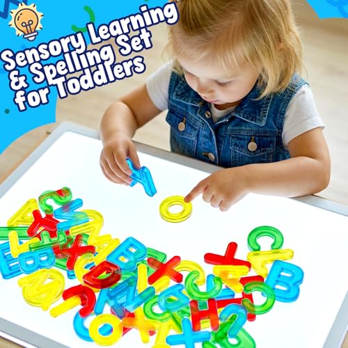 Image of Bbiamsleep 52 Pcs Plastic Capital Letters Transparent Uppercase Letters | Colorful Translucent Letters Light Table Manipulatives for Sorting Counting Training Spelling