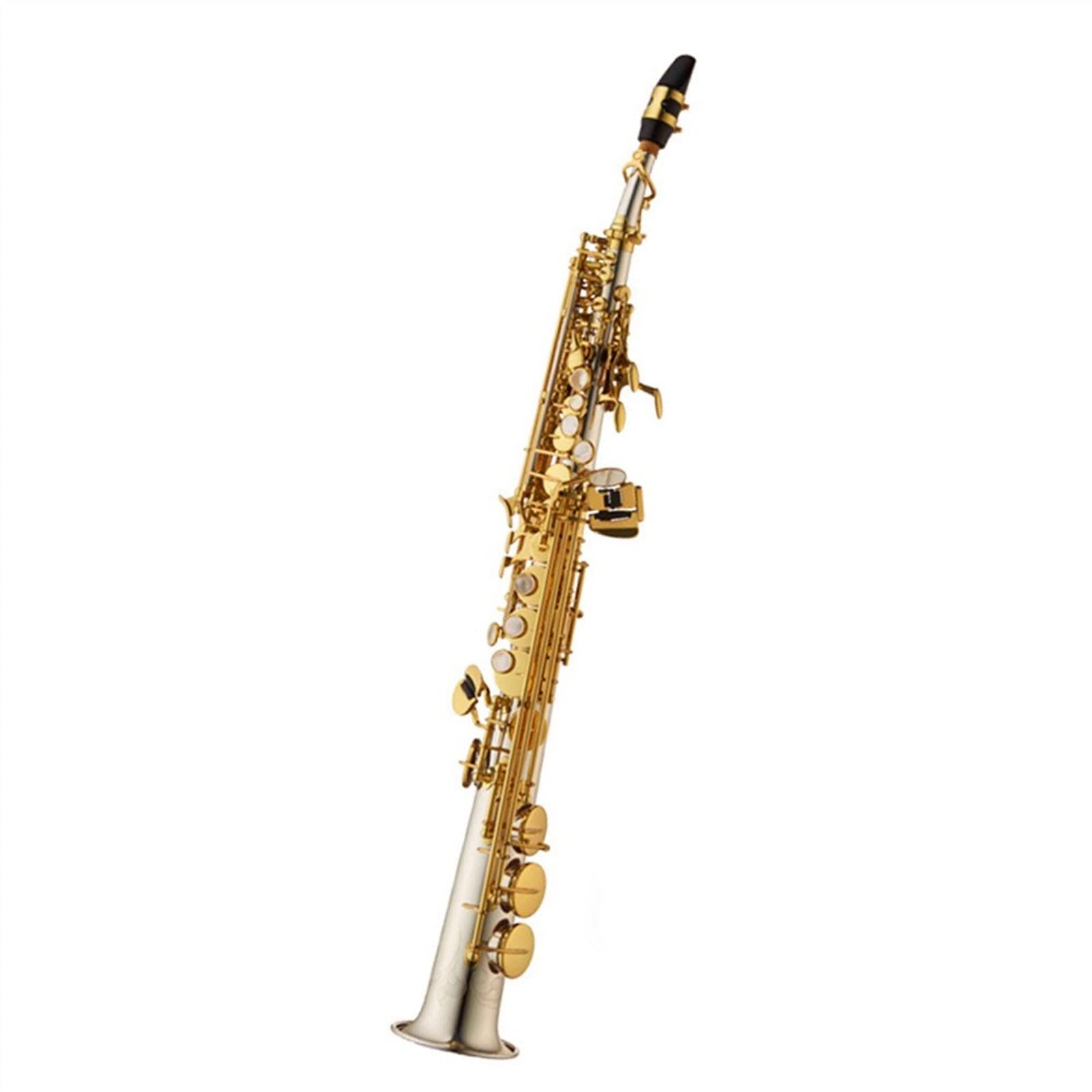 HCZKIUJY Saxophones Bb Professional Saxophone White Copper Gold-plated B-tune Sax Instrument
