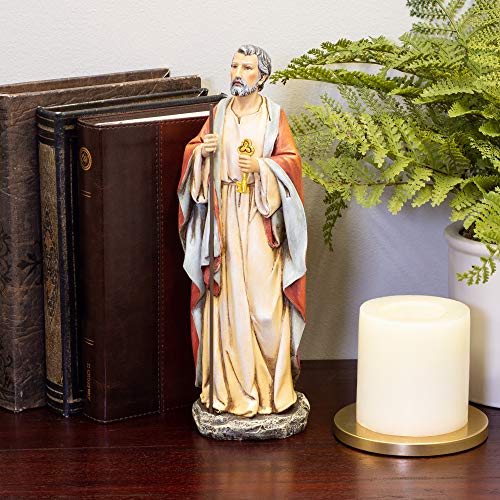 Figura decorativa de San Pedro en resina 10.5 pulgadas miniatura 2