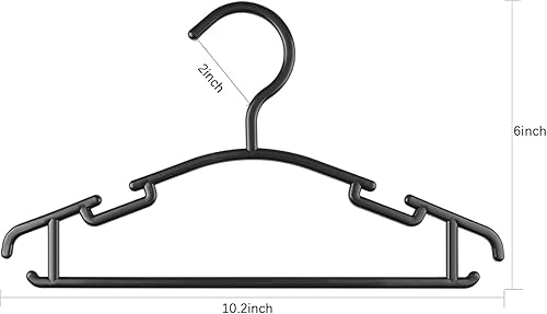 Miniatura 7 de GoodtoU Perchas de plástico negro para niños y bebés (10.24 pulgadas, 100 unidades) para guardería y ropa infantil