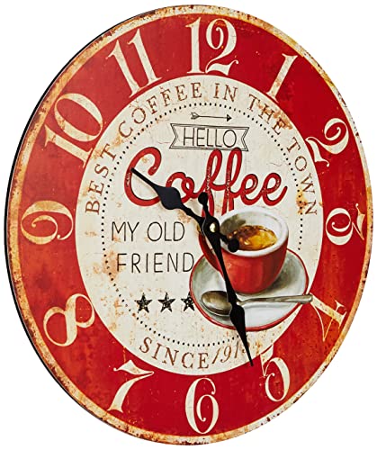 TFA Dostmann 60.3045.10 Chinine Tonique Vintage Horloge Murale analogique rétro Effet Rouille MDF Fibre de Bois Blanc Noir (L) 337 x (l) 41 x (H) 337 mm x (H) 337 mm