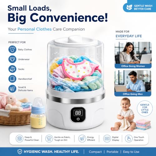 Image of Mini Washing Machine - Portable Rechargeble Washer, Deep Cleaning Travel Laundry for Apartments, Dorms, RVs & Small Spaces, Mini Laundry for Baby Clothes, Undergarment, Socks, Compact Underwear washer 1.5 Litter