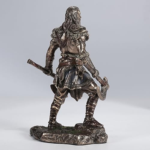 Estatua de Guerrero Vikingo con Hachas Gemelas de Resina miniatura 6