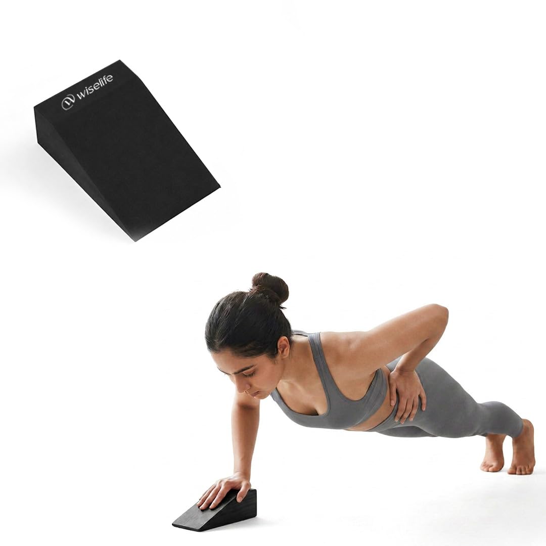 WiseLife Yoga Foam Wedge Blocks, Non-Slip block for Squats, Strength Training, Back Support, Lower Leg, Workout, Exercise, Stretching, Knee Pad | Yoga Props & Accessory (Pack of 1)-image-3