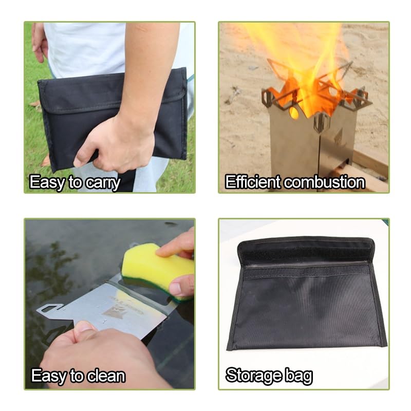 Réchaud de Camping, Réchaud de Fusée Détachable et Pliable, Réchaud de Camping Léger, Mini Réchaud de Camping Multi-combustibles, for Randonnée en Plein Air, Voyage, Pique-Nique