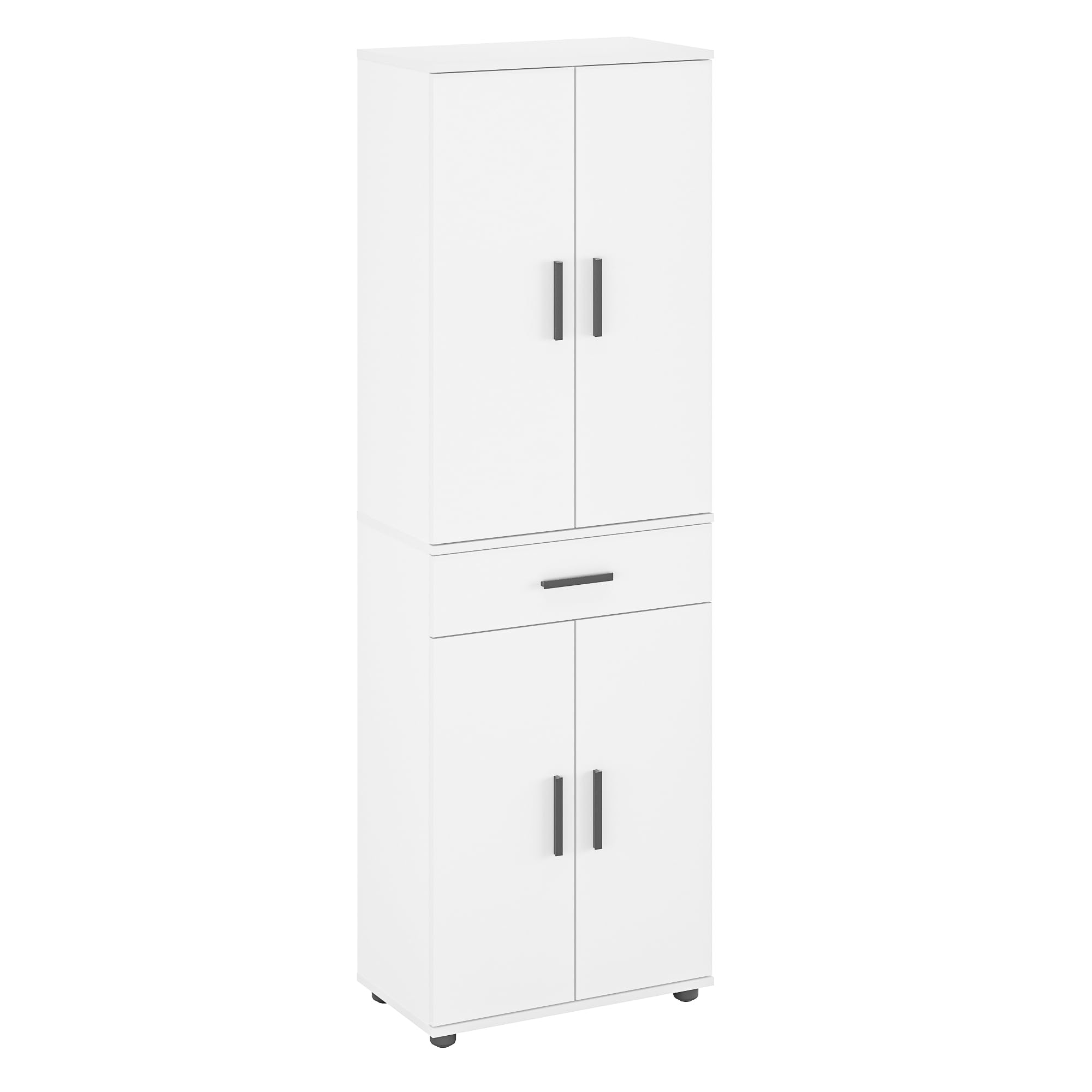 KOMTO Mehrzweckschrank 60 cm Breit - Schrank Weiß, Kleiderschrank mit 1 Schublade, Hochschrank, Büroschrank, Bücherschrank mit 4 Türen | Porto 180 х 34 х 60 cm