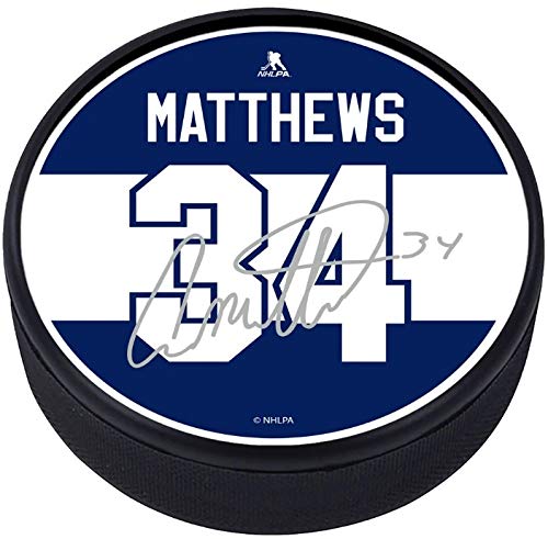 Auston Matthews Toronto Maple Leafs Textured Hockey Puck with Replica Signature