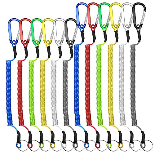 Dreamtop 12pcs Fishing Lanyard Retractable Lanyard Tool Coiled Lanyards Heavy Duty Fishing Lanyard Fishing Coiled Lanyard Kayak Lanyard Tool Lanyard for Fishing