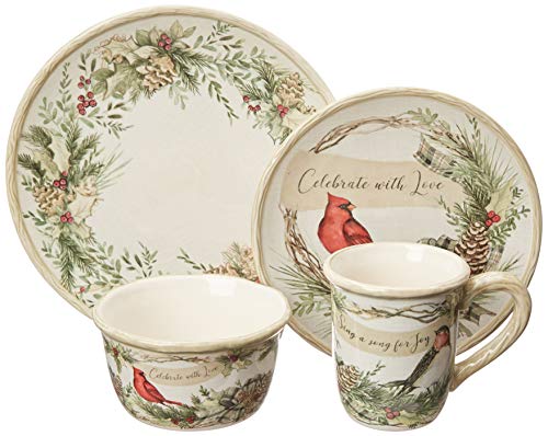 Certified-International-89044RM-Holly-and-Ivy-16pc-Dinnerware-Set-Service-for-4Multicolored Certified International 89044RM Holly and Ivy 16pc Dinnerware Set Service for 4Multicolored