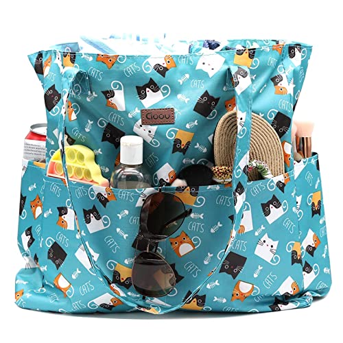 JNF Extra Large Beach Bag for Women Waterproof Foldable Pool Beach Tote Bags with Zipper for Swim Gym Travel Daily2