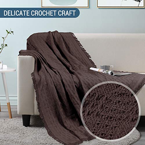 TAOCOCO Geometrical Weave Sofa Cover, Home Décor Couch Slipcovers with Tassels, Couch Covers for 3 Cushion Couch, Couch Protector, Sectional Couch Covers for Home or Workplace (90\" X133\", Dark Brown) - Thumbnail 5